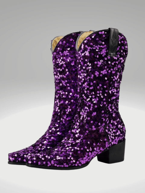 Purple Sequin Cowboy Boots