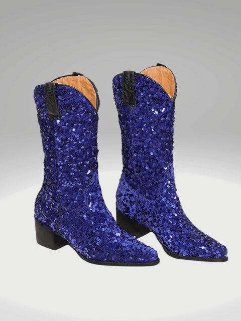 Blue Sequin Cowboy Boots