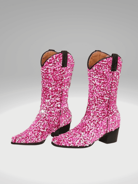 Pink Sequin Cowboy Boots