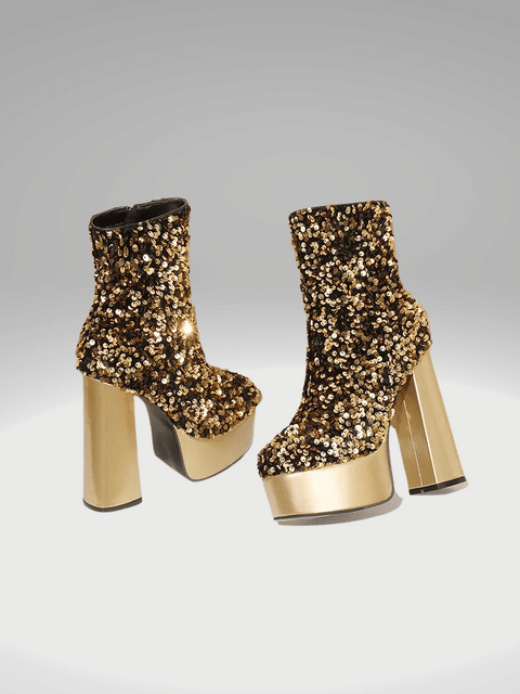 Gold Sequin Boots