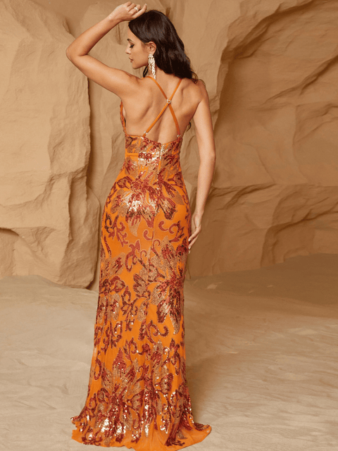 Orange Sequin Dress