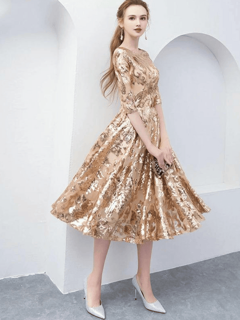 Gold Sequin Dress Sequin Flowers