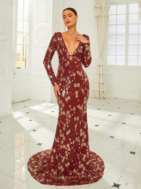 Burgundy Sequin Dress  