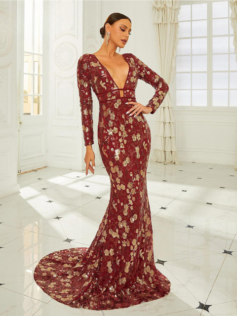 Burgundy Sequin Dress 