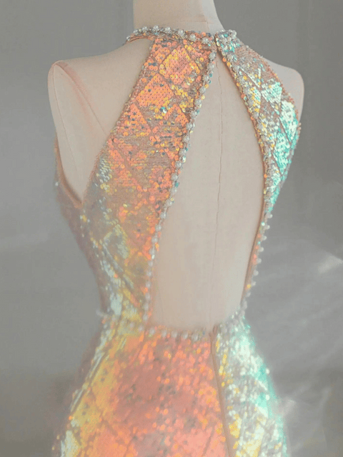 Neon Gold Sequin Dress