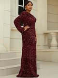 Burgundy Sequin Dress Plus Size