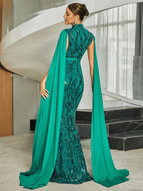 Green Glitter Prom Gown