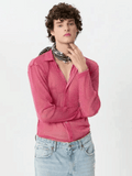 Pink Men's Sequin Shirt Button