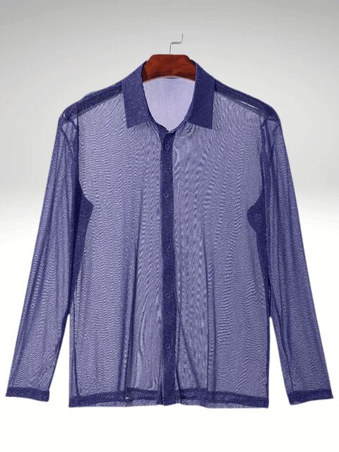 Blue Men's Sequin Shirt Button