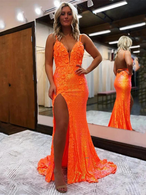 Orange Sequin  Dress