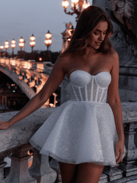 White Sequin Wedding Dress