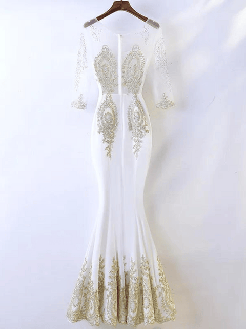 White Rhinestone Evening Dress