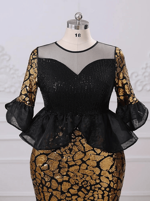 Gold Black Sequin Dress Plus Size