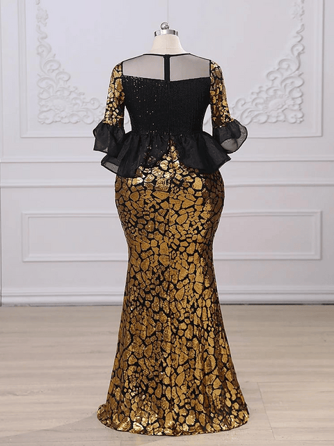 Gold Black Sequin Dress Plus Size