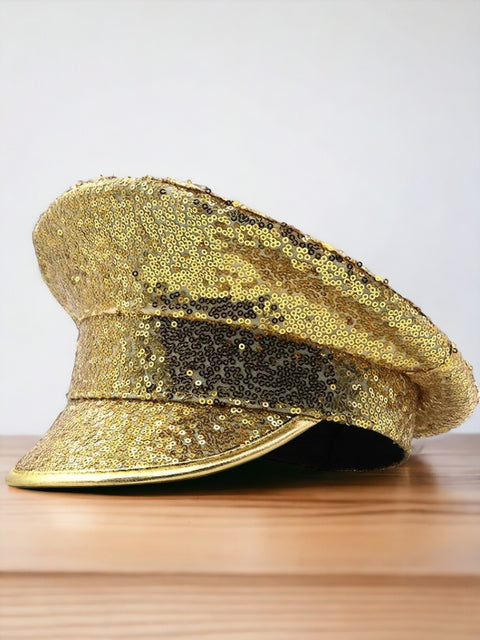 Sequin Captain Hat Gold