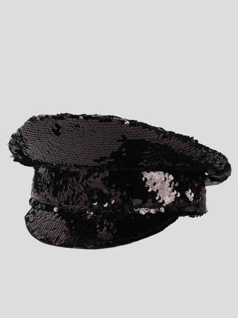 Sequin Captain Hat Women Black