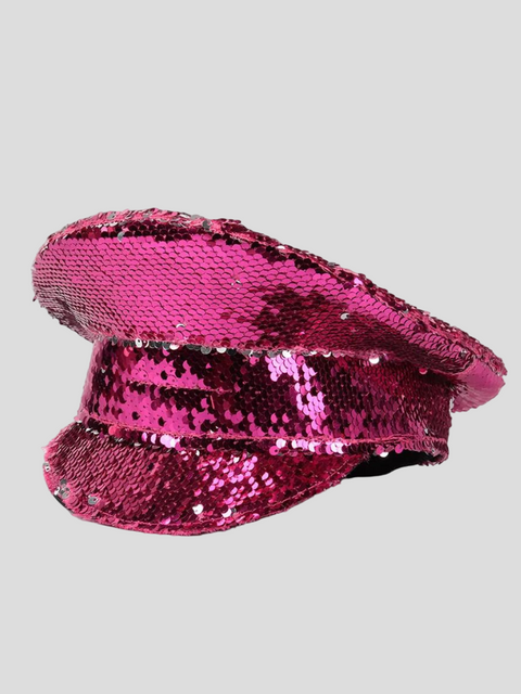 Sequin Captain Hat Women Pink
