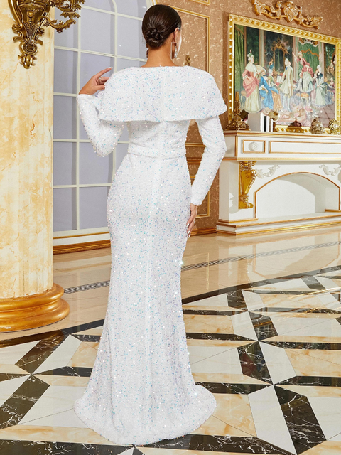  White Sequin Dress