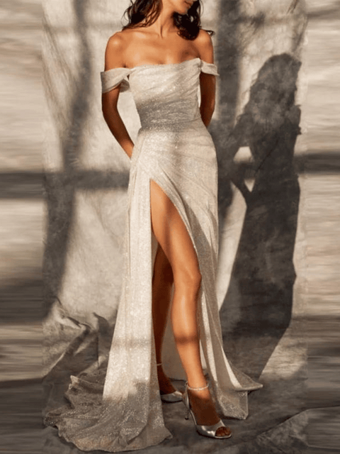 White Sequin Midi Dress