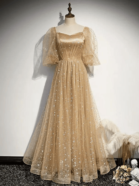 Gold Evening Sequin Dress Plus Size
