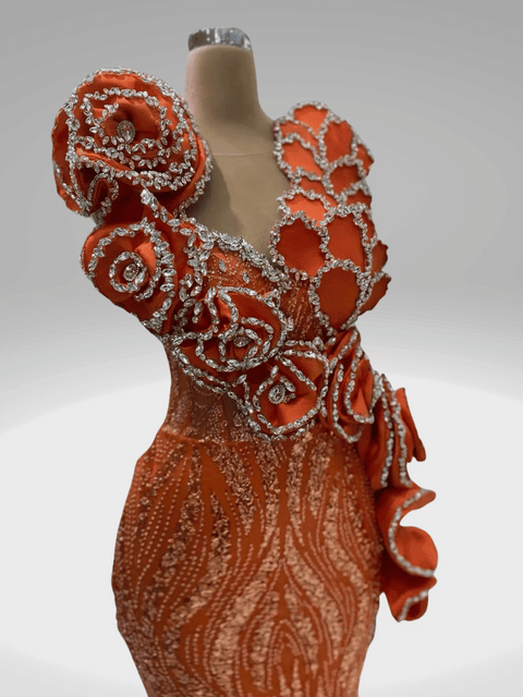 Sequin Orange Prom Dress