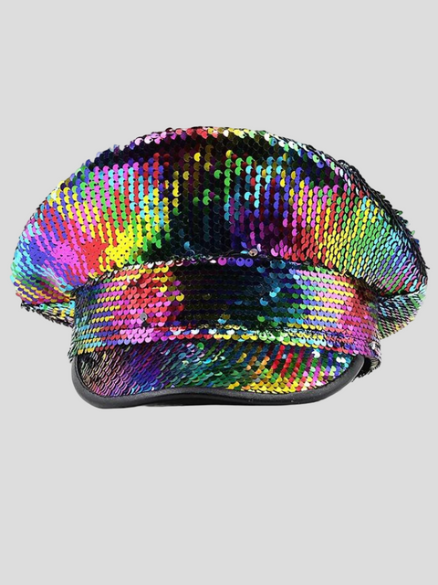 Rainbow Sequin Captain Hat