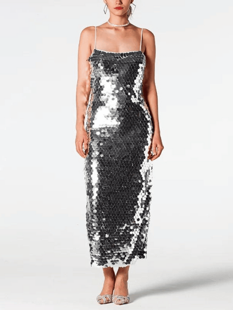 Silver Sequin Cocktail Dress