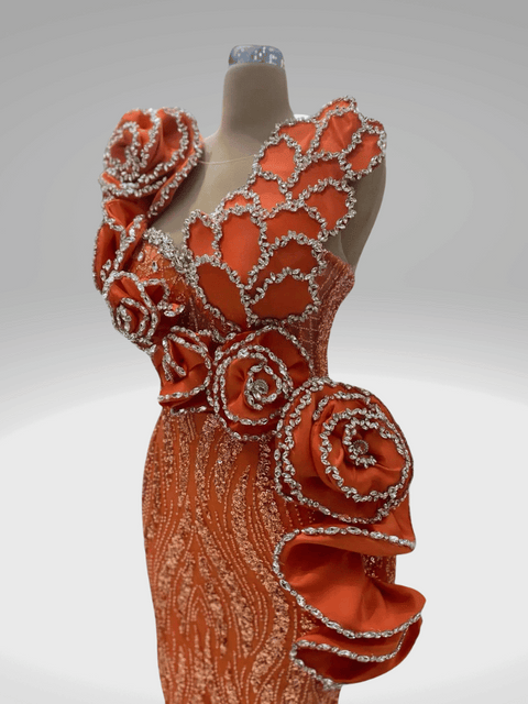 Sequin Orange Prom Dress