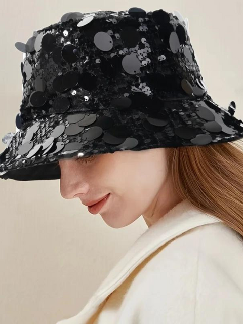 Sequin Bucket Hat black