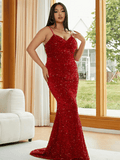 Plus Size Red Sequin With Straps