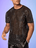 Men's Transparent Sequin Shirt Black