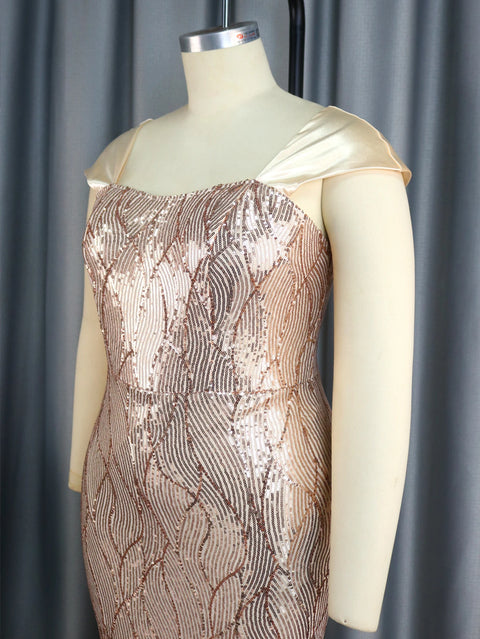 Rose Gold Sequin Dress Plus Size