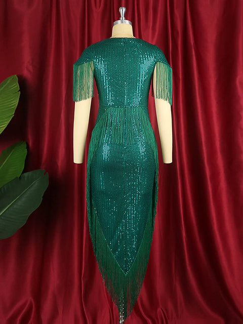Green Sequin Dress Plus Size Fringe