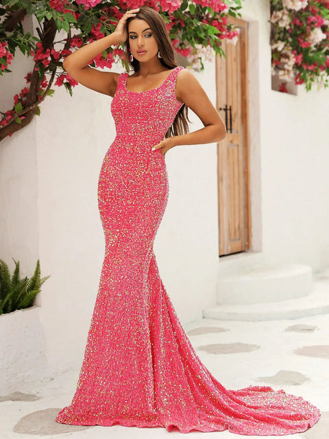 Pink Sequin Dress Long