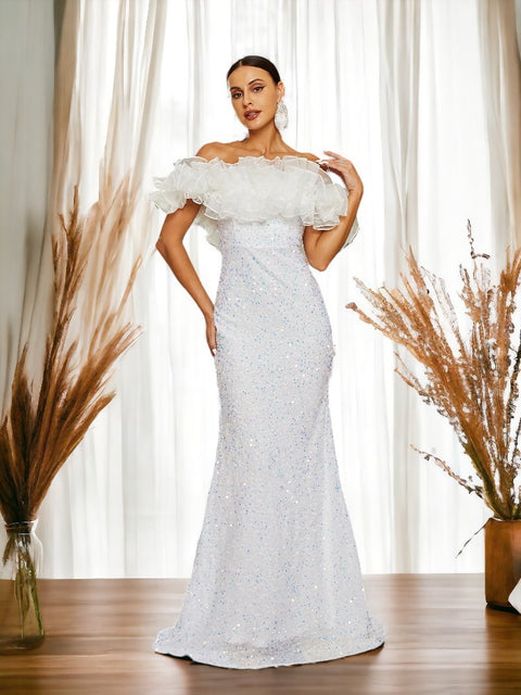 White Sequin Cocktail Dress