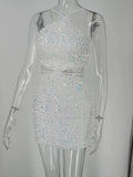 Moovie Sequin Mini Dress With Chocker Straps